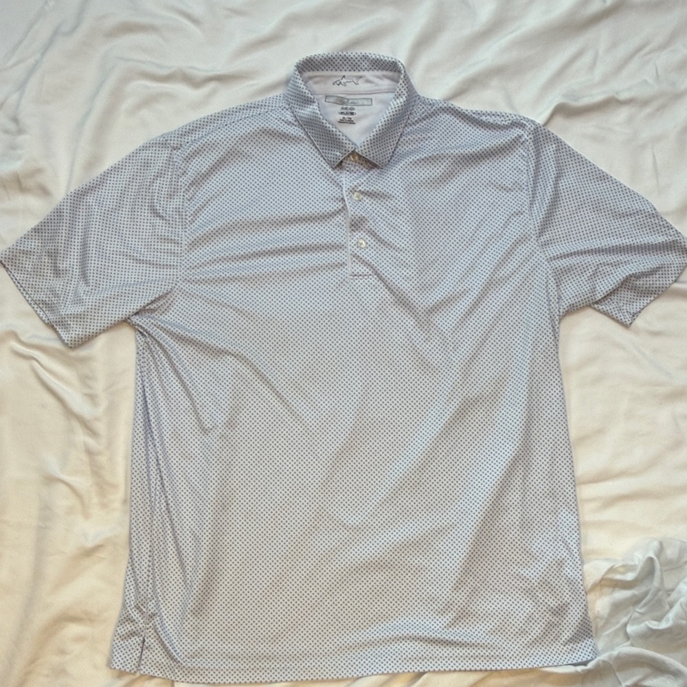 Greg Norman Shark Men's Light Blue Patterned Polo Shirt